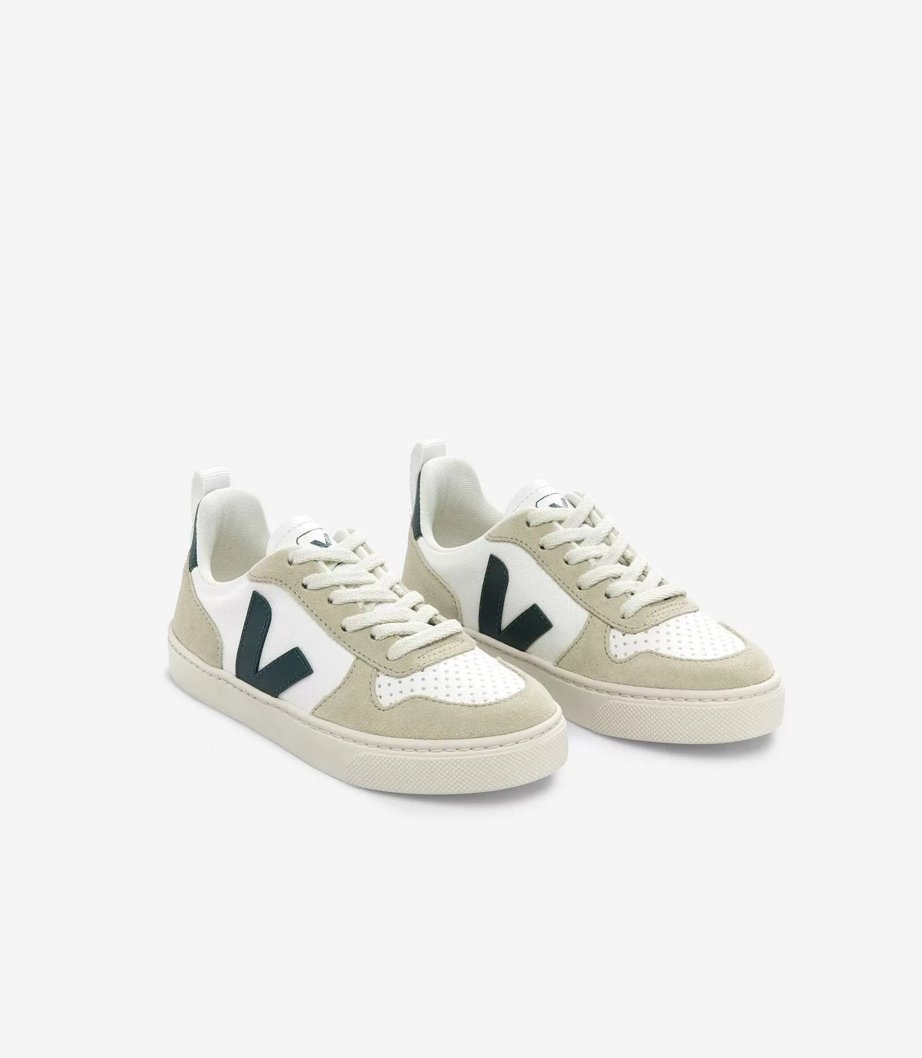 Store VEJA Cordones V-10 Piel Sin Cromo Blanco Bretana Almendra