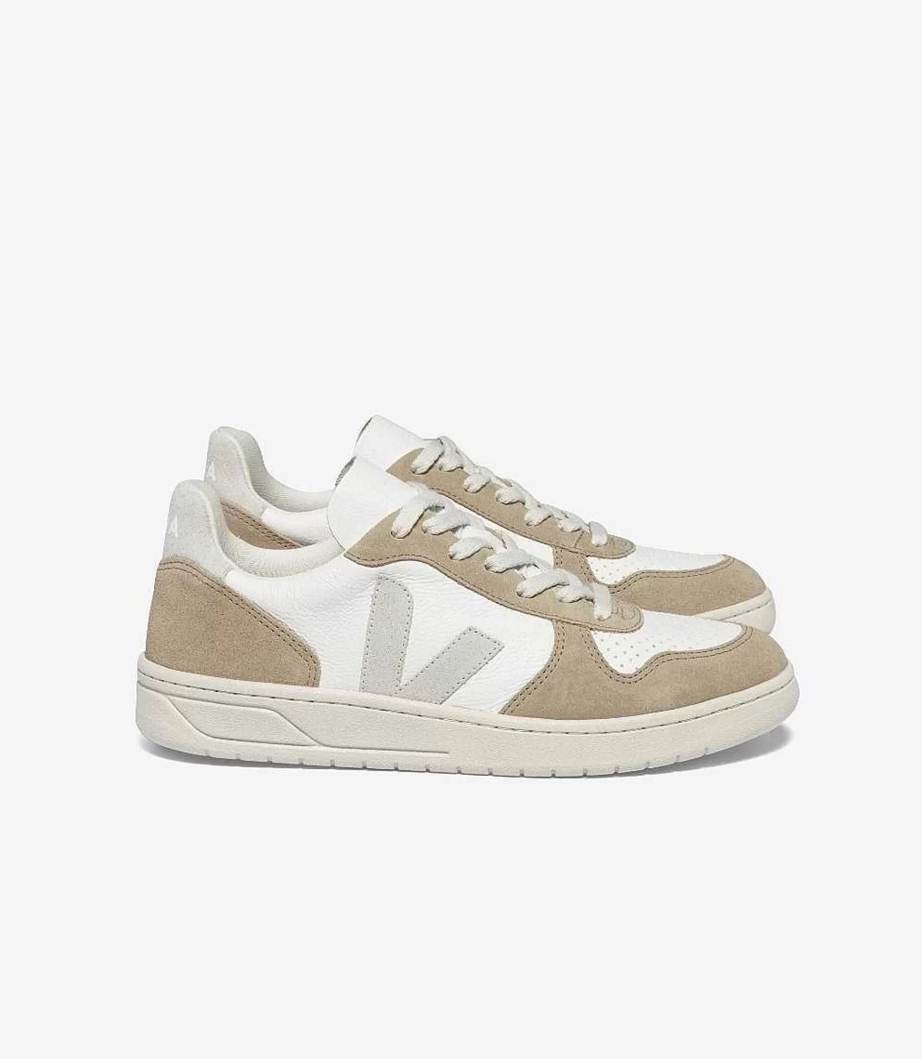 Clearance VEJA V-10 Cuero Sin Cromo Blanco Natural Sahara