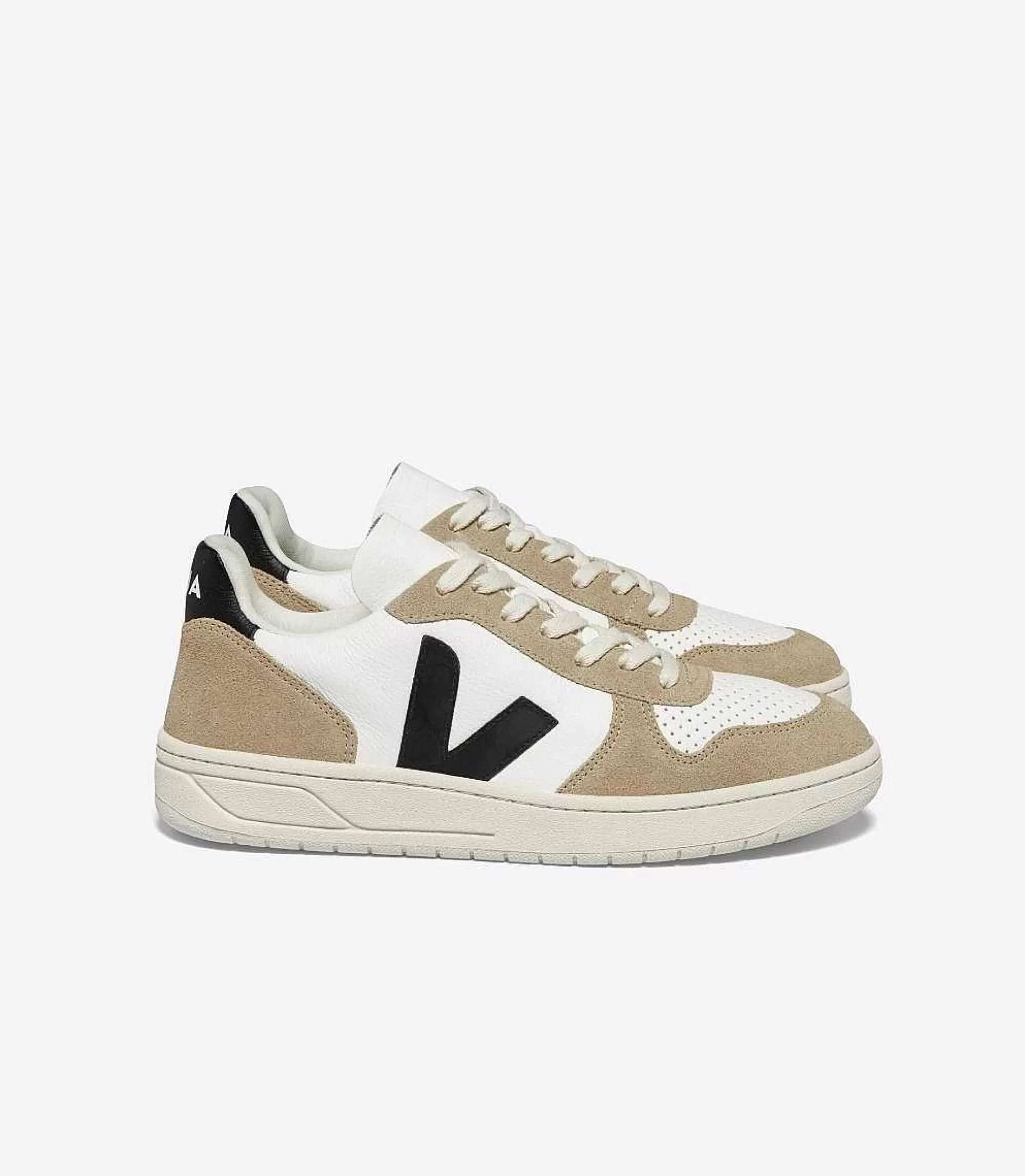 Discount VEJA V-10 Cuero Sin Cromo Blanco Negro Sahara