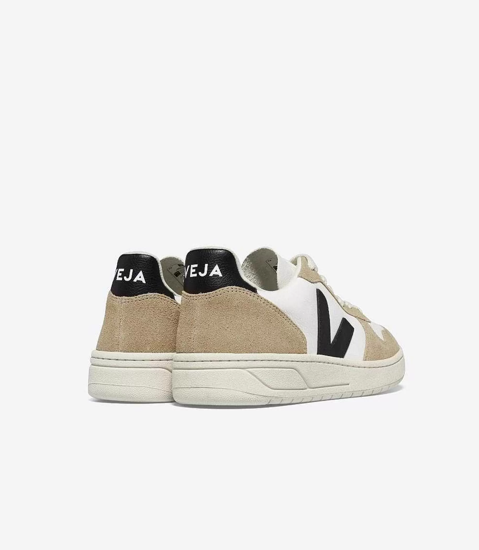 Discount VEJA V-10 Cuero Sin Cromo Blanco Negro Sahara