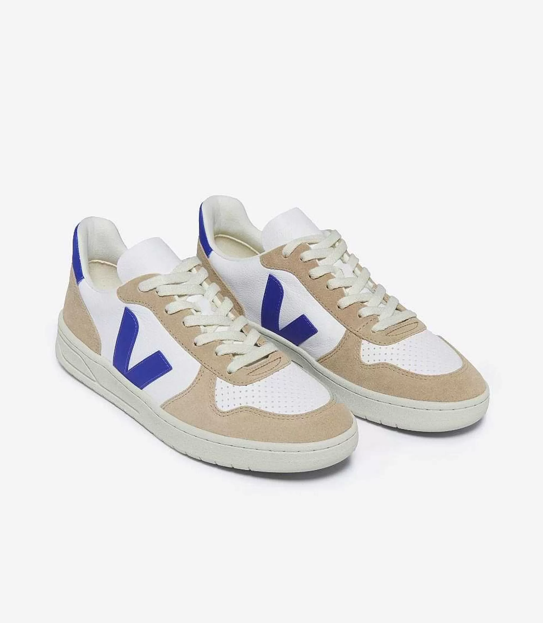 Hot VEJA V-10 Cuero Sin Cromo Blanco Paros Sahara