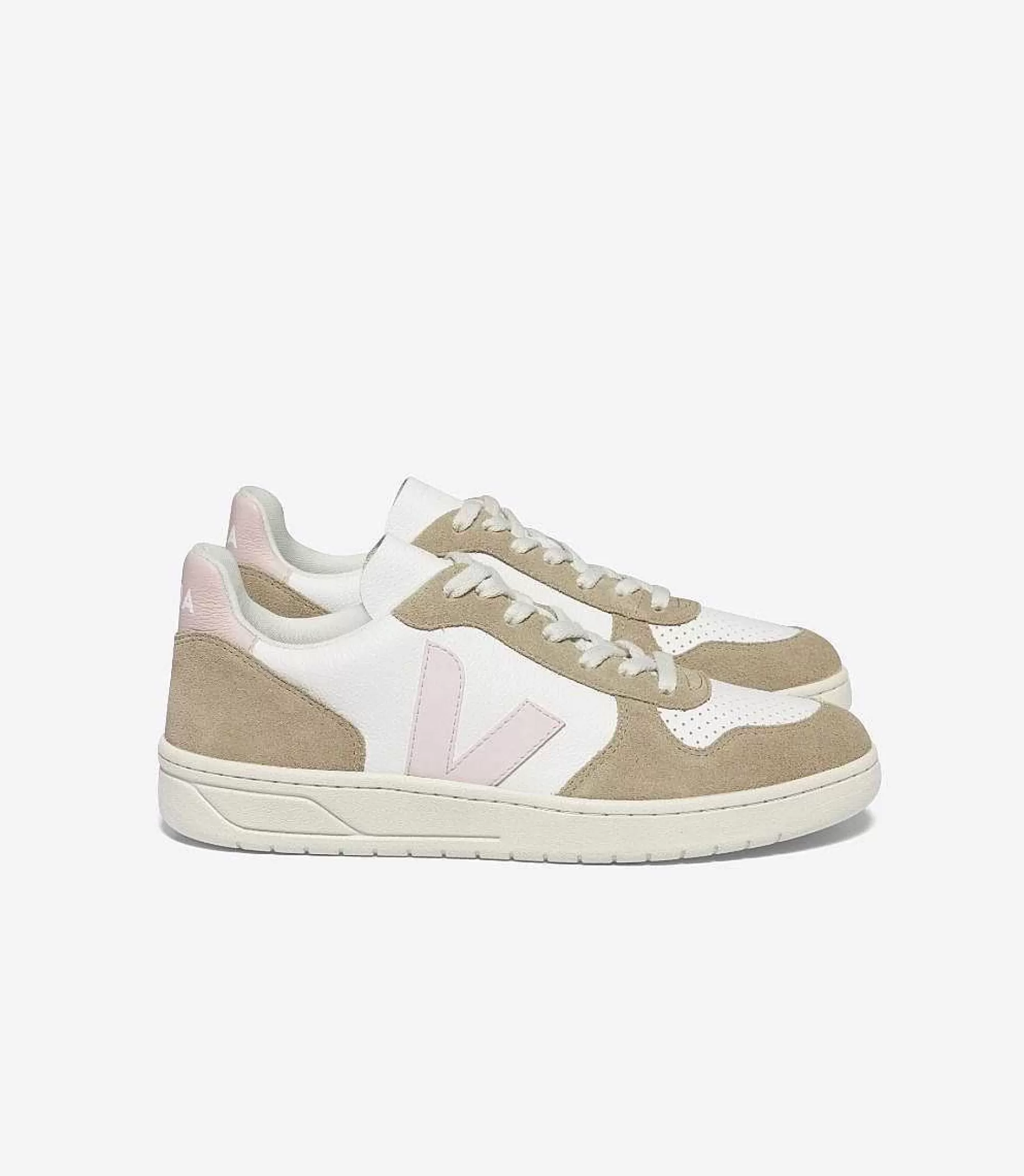 Best VEJA V-10 Cuero Sin Cromo Blanco Petale Sahara