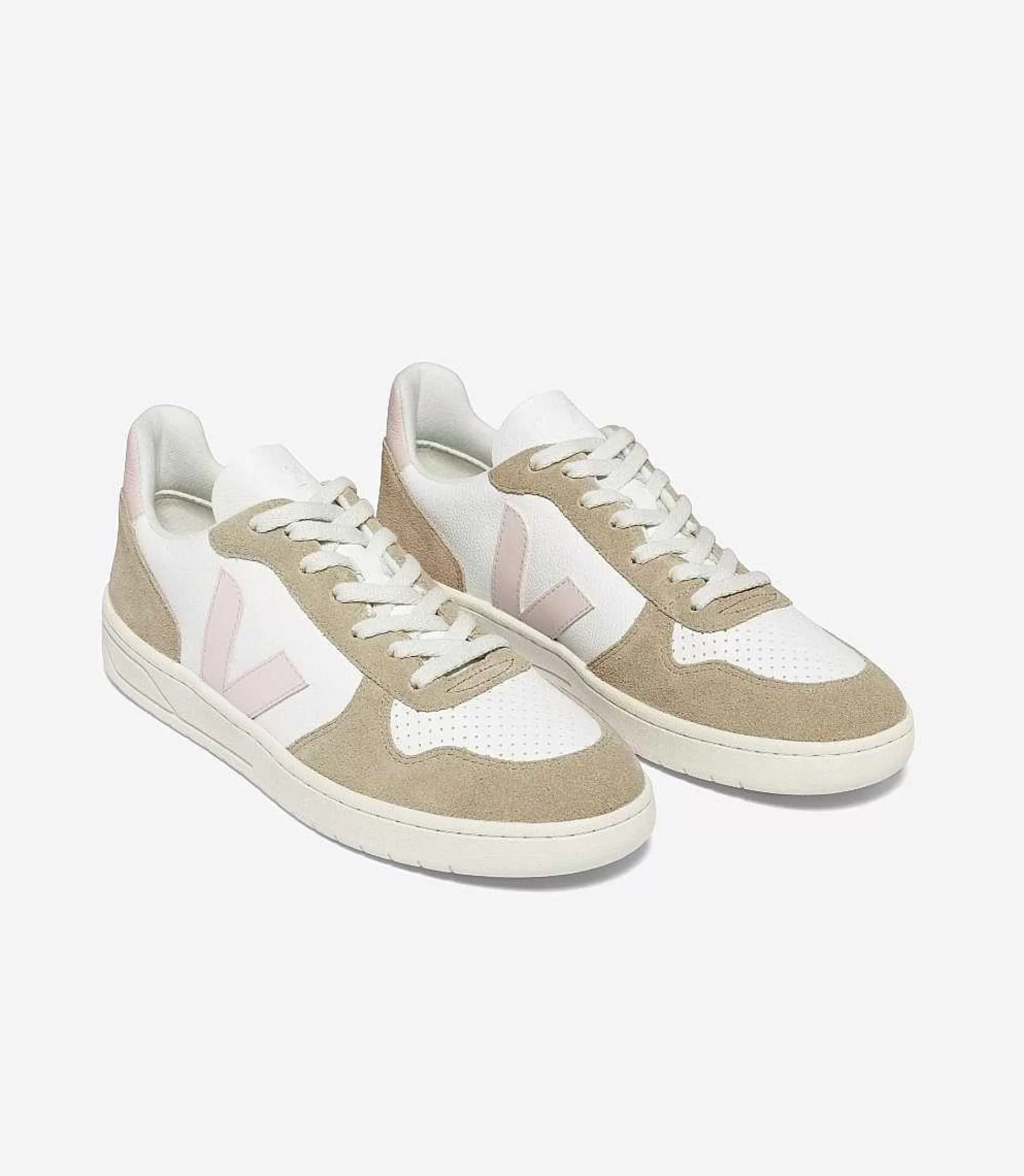 Best VEJA V-10 Cuero Sin Cromo Blanco Petale Sahara