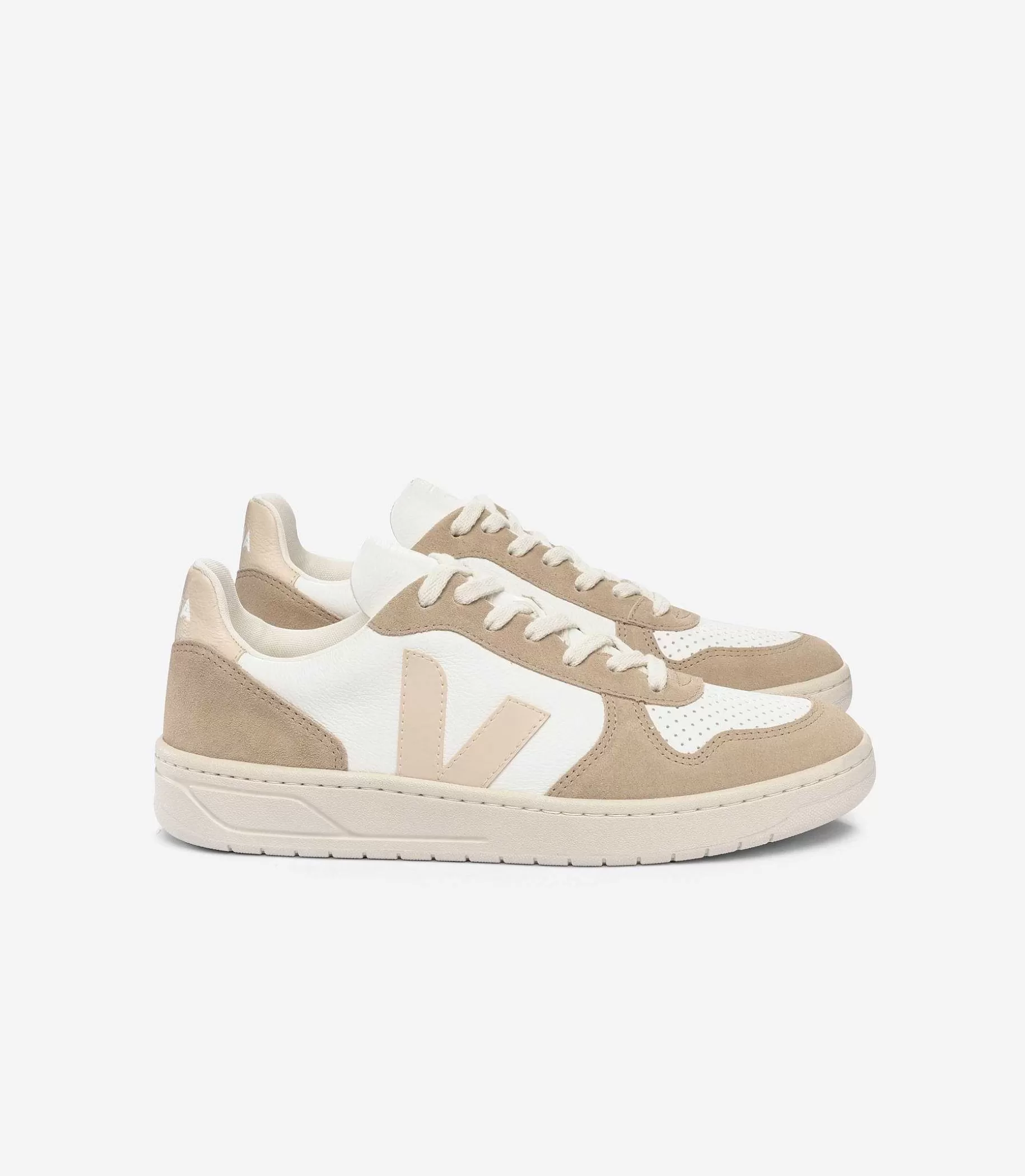 Best Sale VEJA V-10 Cuero Sin Cromo Blanco Sable Sahara