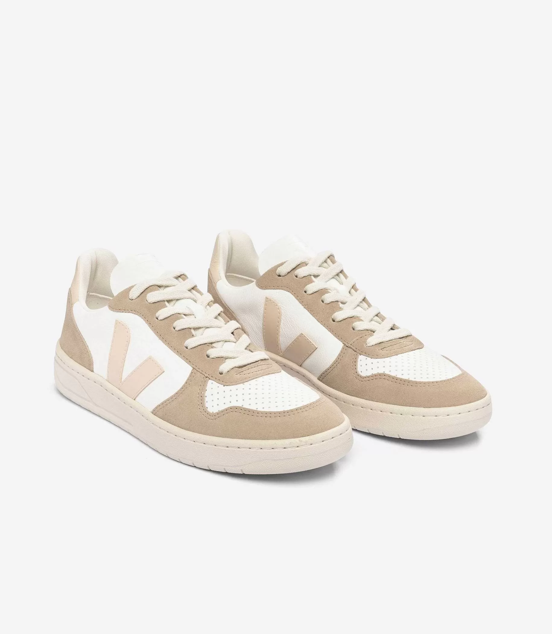 Best Sale VEJA V-10 Cuero Sin Cromo Blanco Sable Sahara