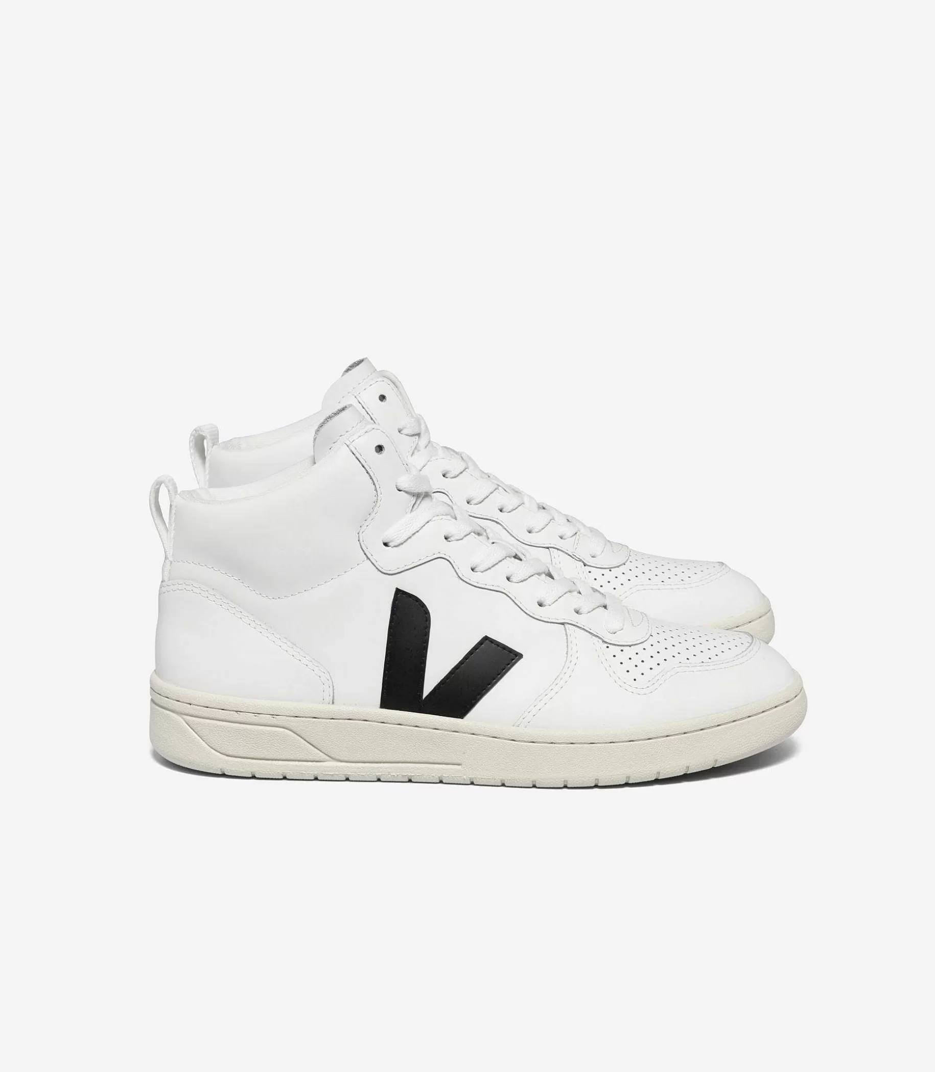 Cheap VEJA V-15 Cuero Blanco Negro