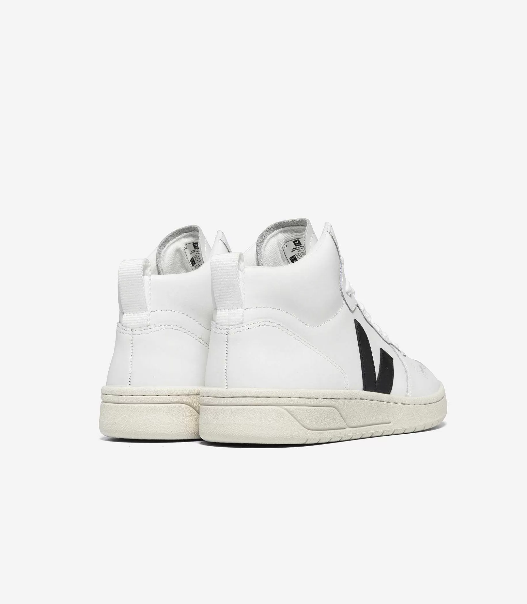 Cheap VEJA V-15 Cuero Blanco Negro